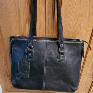 Buxton Black Leather Business Laptop Shoulder Bag/Tote